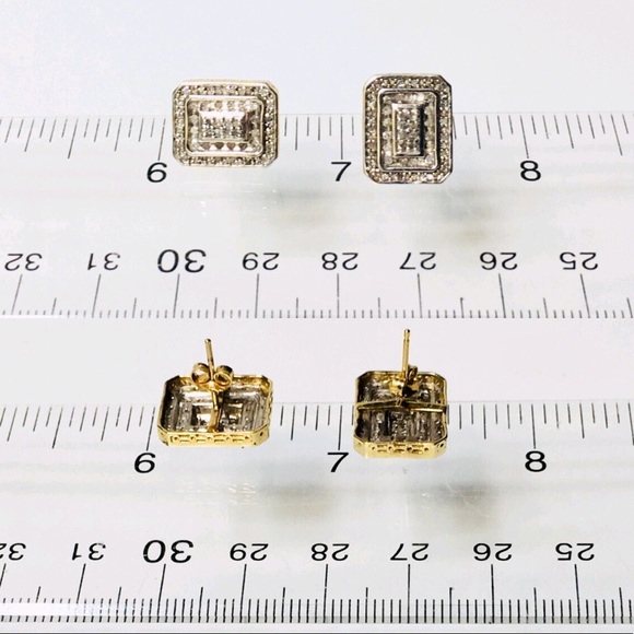 Art Deco 10k Gold Diamond Earrings - Picture 4 of 7